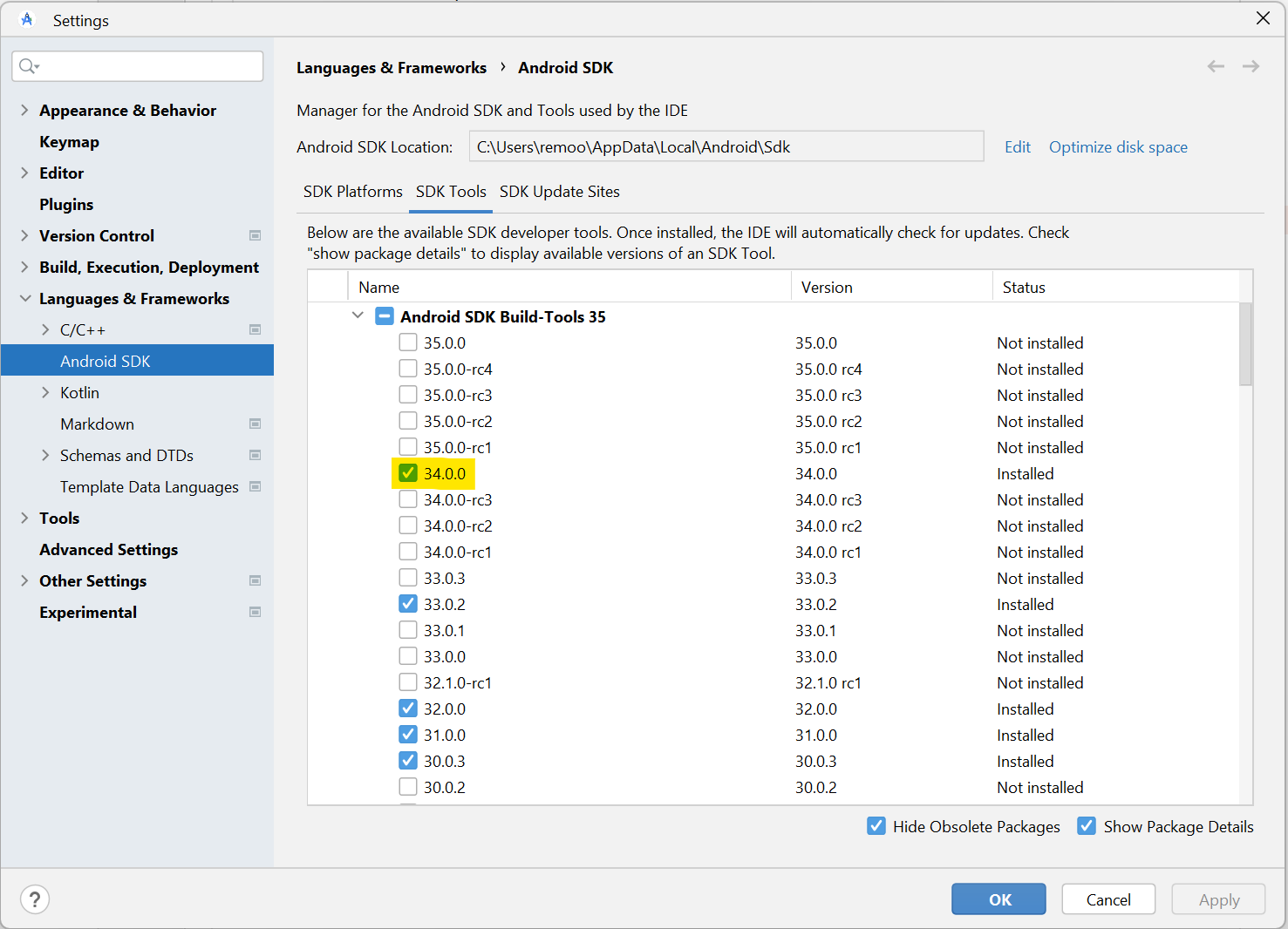Android 34 SDK Tools